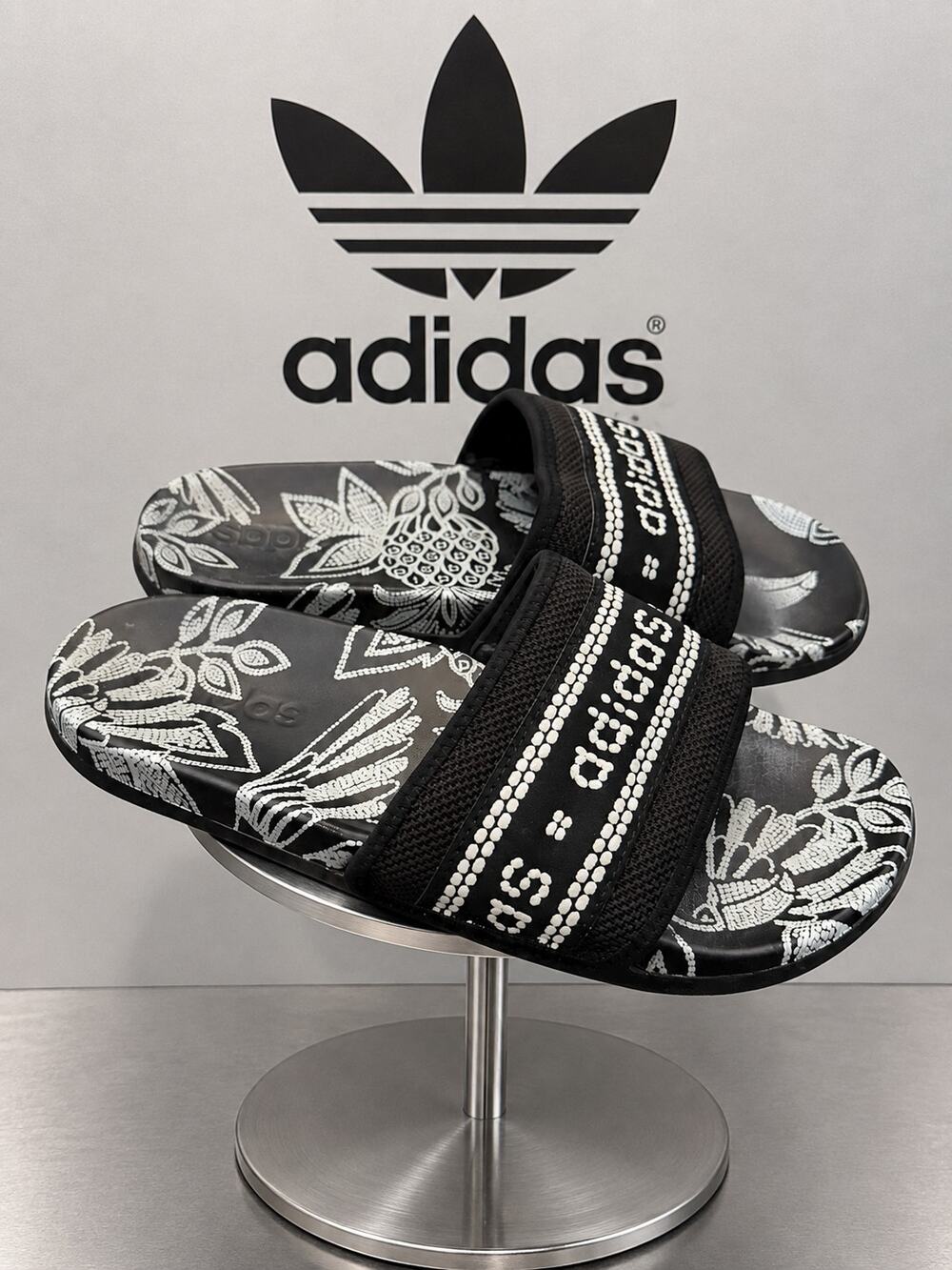 adidas Adilette Comfort Floral Black Slides GV7085 Women’s US 7